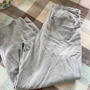 Womens Light Gray Baggy Wide Leg Jeans